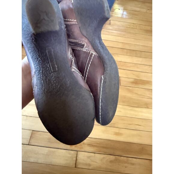 Pikolinos brown leather chunky heel ankle boots stitch detailing - Picture 7 of 11